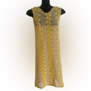 VINTAGE 1970’s  sleeveless wool knit Sweater  dress 1970’s yellow  crem